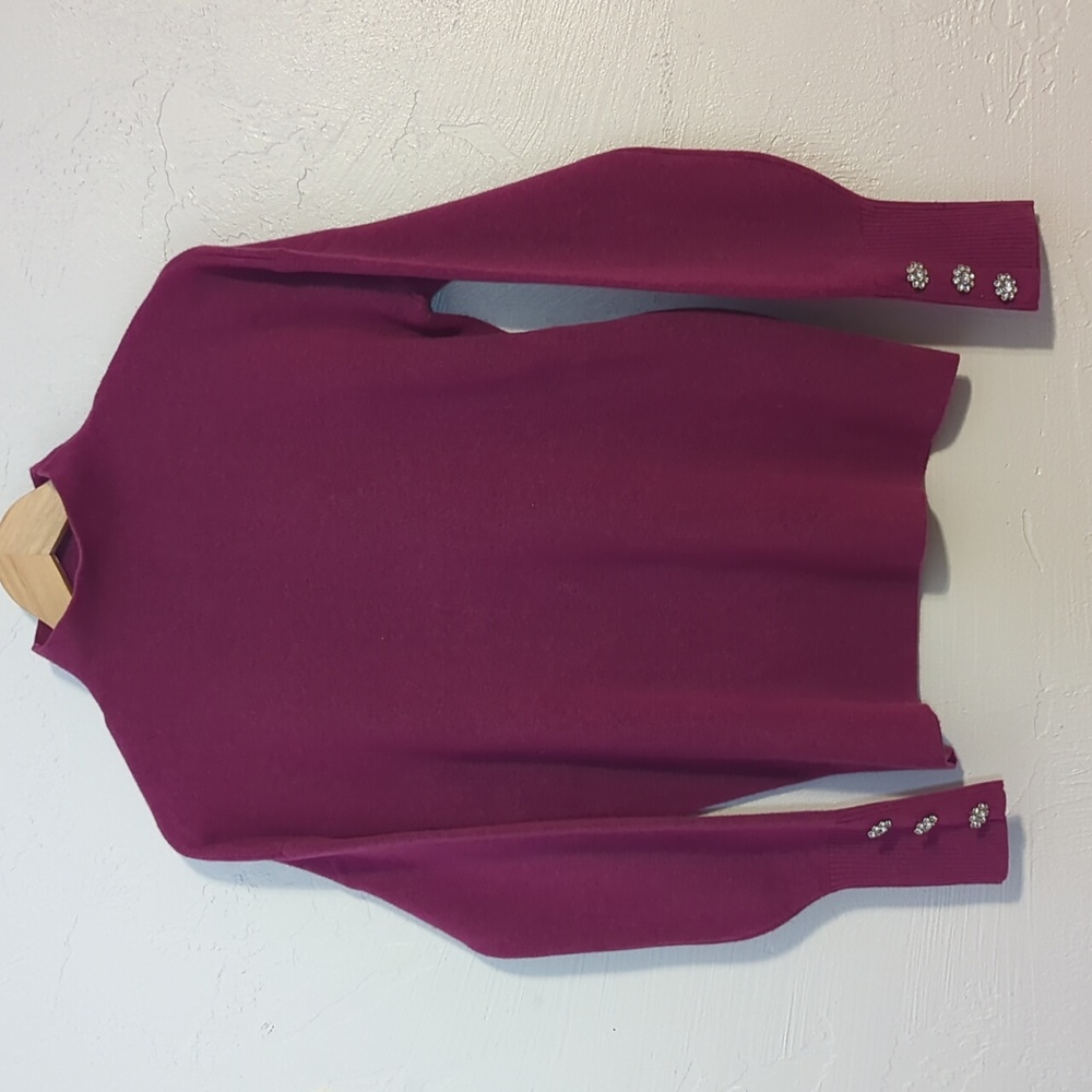 Mock Neck Magenta Knit Cute Business Casual Office Sweater Elle Woods Teacher